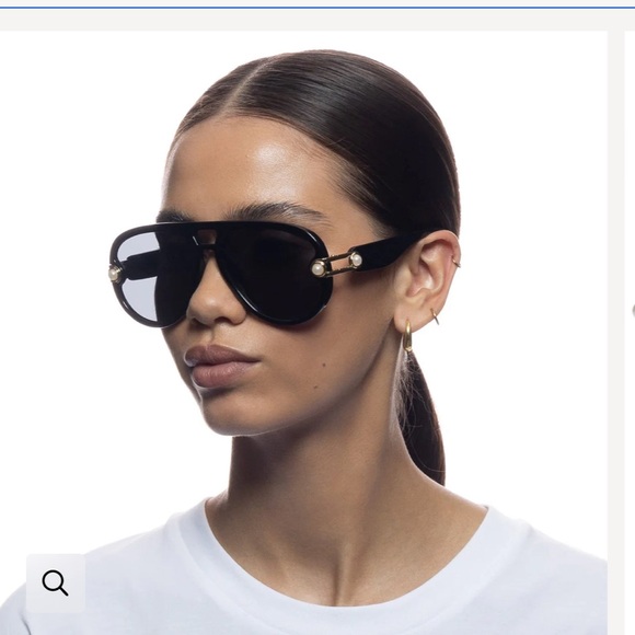 NWT Le Specs x Missoma Jupiter Link Black Pearl Aviator sunglasses - Picture 2 of 9
